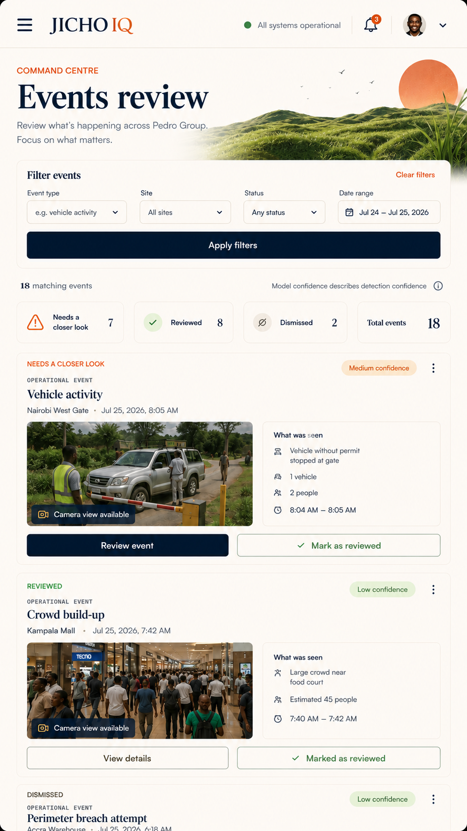Jicho IQ mobile — Events review